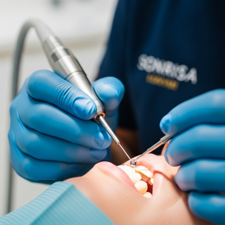 Dentist working on patient